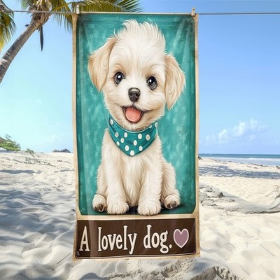 1pc a Dog-Themed Beach Towel Featuring a Bandana - Made from Soft, Highly Abso