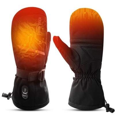 SNOW DEER Heated Ski Mittens for Men Women, Electric Small, Classic Black 