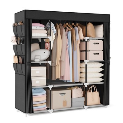 Portable Closet Wardrobe for Hanging Clothes 57.3 Inch Large Capacity Clothes...
