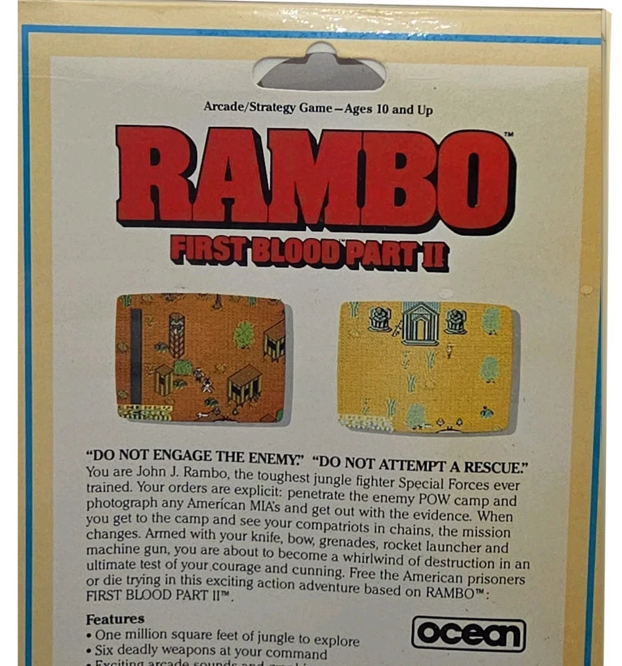 NIB! Commodore 64 C64  Rambo: First Blood Part II, Thunder Mountain Ocean Vers. - Image 3 of 4