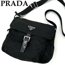 Prada Nylon Triangle Logo Shoulder Bag Black Authentic Crossbody Unused