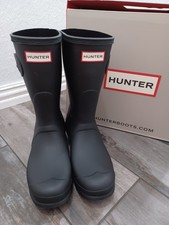 Women's Hunter Original Short-O Rain Boot Black New in Box Size 9