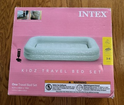 Intex Kids Inflatable Raised Frame Travel Air Mattress w/ Hand Pump