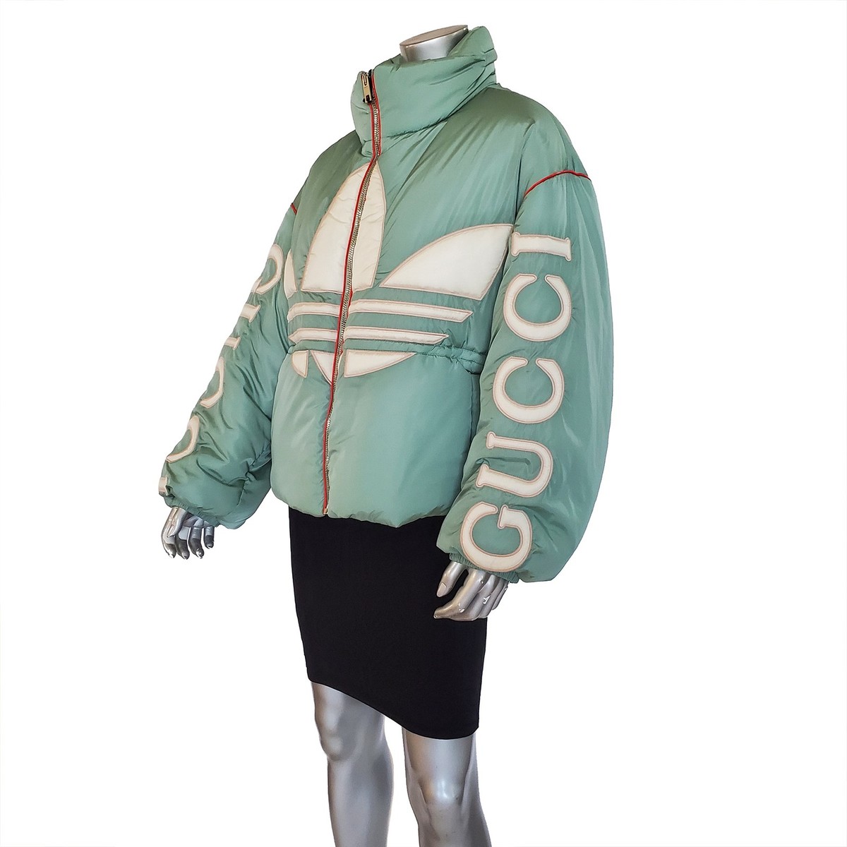GUCCI JACKET X ADIDAS PADDED NYLON BOMBER w TREFOIL LOGO $5,000 sz 