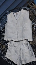 Vintage cotton seersucker 1950s fawn clothing XL boys summer set
