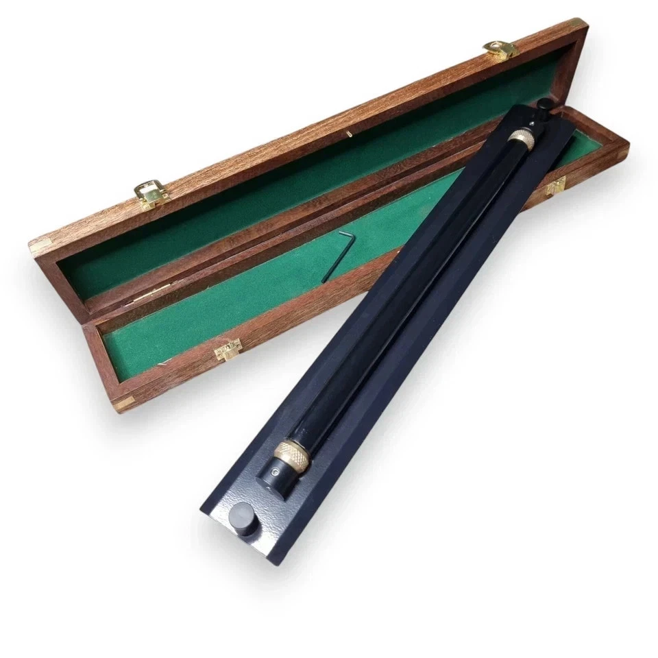 Vintage Solid Brass Parallel Rolling Ruler Solid Brass w/ Wooden Box 18" - Image 4 of 4