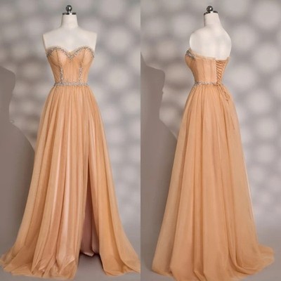 Sparkle Tulle Beading Sequined Evening Dress Rhinestone Sweetheart Prom Dress