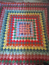 Vntg. Large Handmade Polyester Scrap Quilt, Grandma core, Cottage core, Boho,...