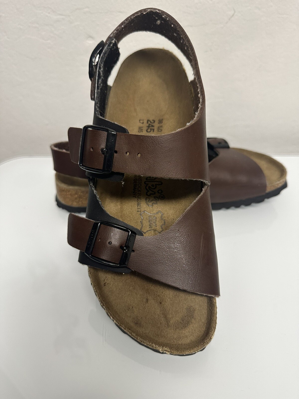 Birkenstock Birki's Sandals Milano Brown/Black Size 38 245 L7 M5 2