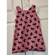 Vtg Toddler Girl Dapple Red Black All Over Scottie Dog Print Dress Size 2T USA