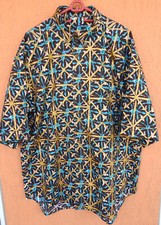 Mens Crazy Pattern Abstract Geometric Shirt Short Sleeve Button-Down Size XL