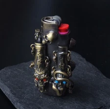 Handmade Retro Lighter Case Cover Fits Bic J3 Lighter Skull Sleeve Cover Gift