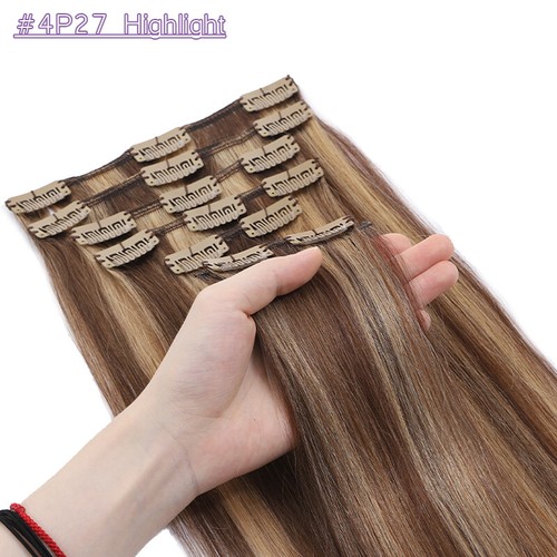 Echthaar Clip In 100% Remy Hair Extensions 8 Tressen Haarverlängerung Dick 100G - Bild 62 von 81