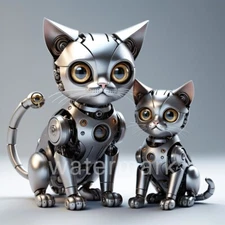 Digital Image Picture Photo Wallpaper Background Robot Cat Mom Kitty