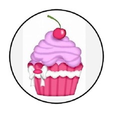 48 Cupcake with Cherry ENVELOPE SEALS LABELS STICKERS 1.2" ROUND