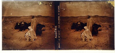 Algeria.Desert approx. Biskra.Characters.Stereo view on glass 6x13cm.Glass view