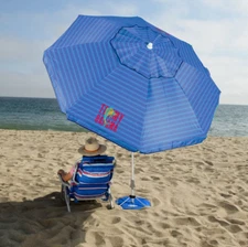 Tommy Bahama 8 ft Beach Umbrella with wind vent and sand anchor- Rich blue