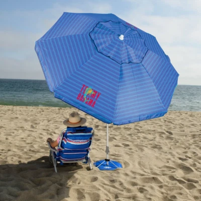 Tommy Bahama 8 ft Beach Umbrella with wind vent and sand anchor- Rich blue