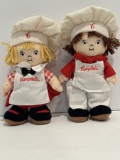 Vintage 1999 Campbell's Soup Kids 8" Plush Boy  Girl Doll w Chef outfit