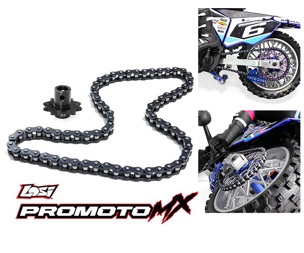 STEEL CHAIN W/ SPROCKET GEAR 10T FOR RC LOSI 1/4 PROMOTO-MX DIRT BIKE LOS06002