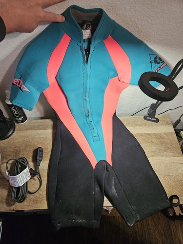 Vintage O'Neil surfing wet suit size Womens 8 coral blue and black(Made in USA)