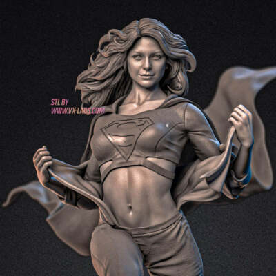 Supergirl CW - Melissa Benoist, 3D Druck Statue, Figur, sexy Pin-Up, UNBEMALT