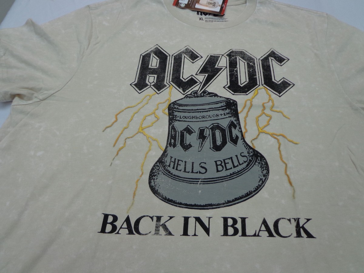 AC DC Back In Black Cream Color Short Sleeve Band T Shirt Size XL