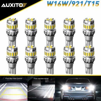 10pcs T15 921 LED Reverse Light Parking Lamp Canbus W16W White Bulbs Kit AUXITO