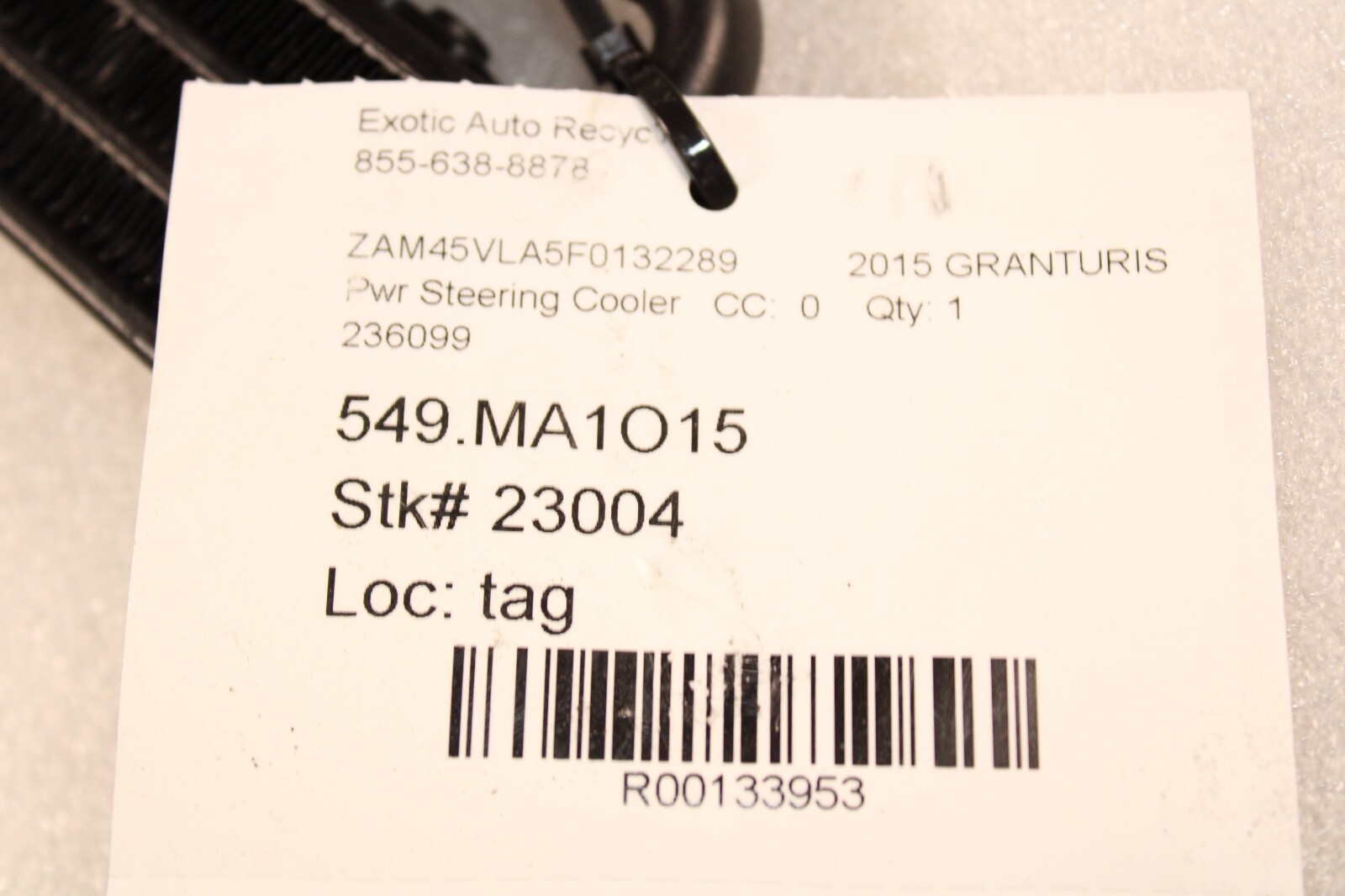 Maserati Granturismo, Quattroporte, Power Steering Cooler, Used, P/N 236099