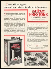 1928 Eveready Prestone Ethylene Glycol The Perfect Anti-Freeze Vintage Print Ad