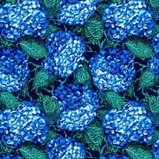 Florescence - Hydrangea Hedgerow Delphinium by Sam Wilde - Free Spirit - 1/d yd