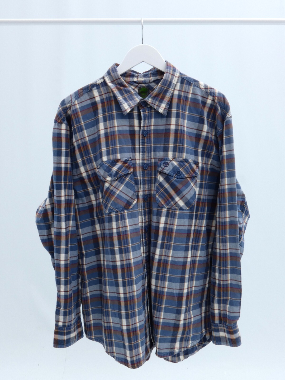 Timberland Flannel Shirt Checked Overshirt Outdoor Gorpcore Blue Size XL-image