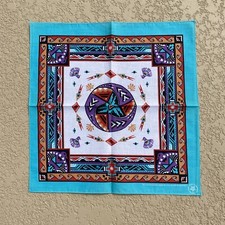 Vintage Wamcraft Southwestern Aztec Bandana Handkerchief Scarf Made In USA