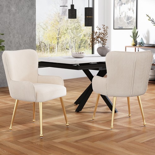 Samt-Esszimmerstuhl, 2er-Set, luxuriös, Wohnzimmer, Schlafzimmer, Lounge-Stuhl - Bild 4 von 11