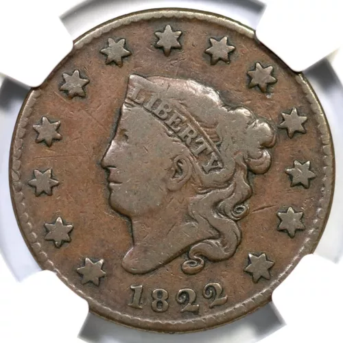 1822 N-9 R-5- NGC Fine Details Matron or Coronet Head Large Cent Coin 1c