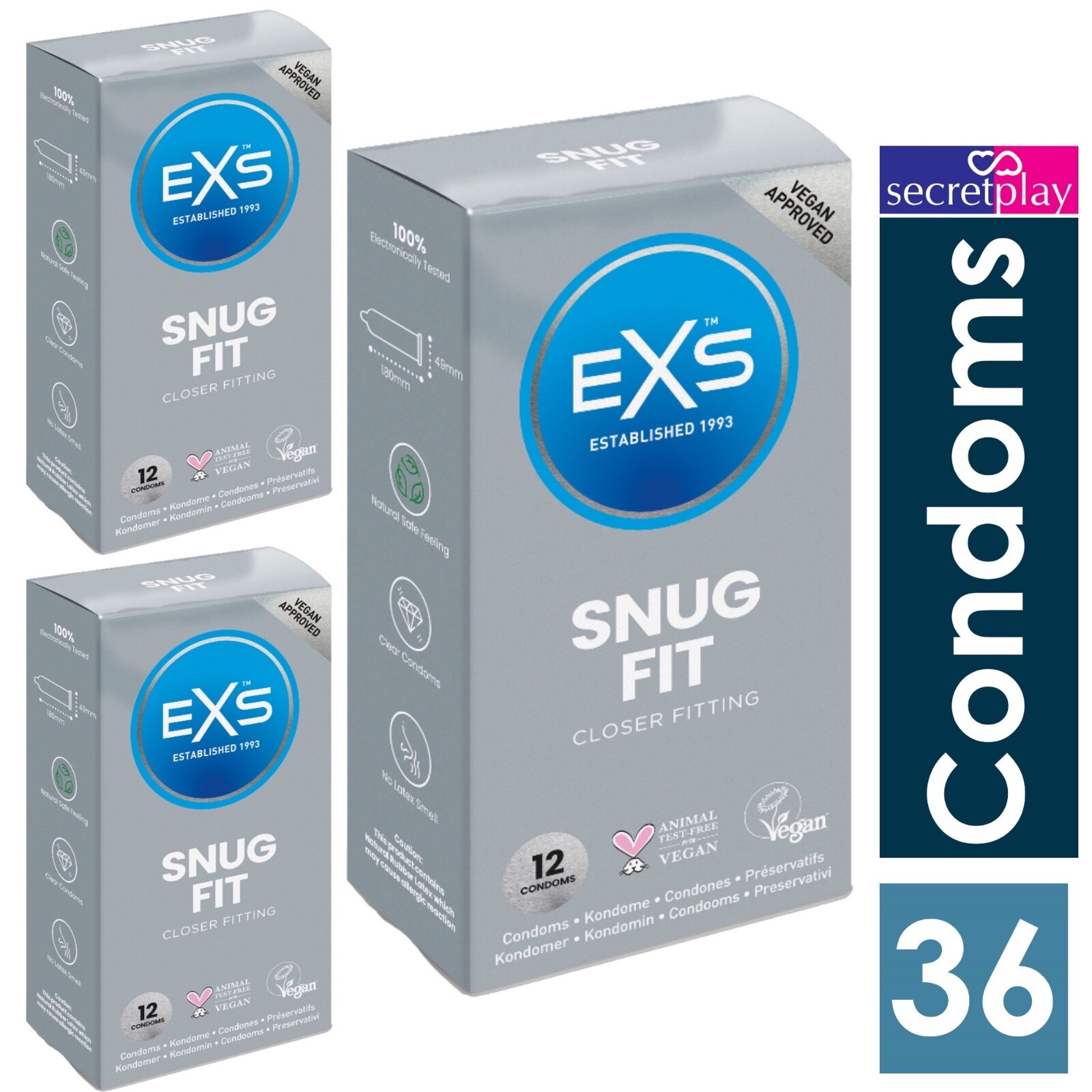 EXS Snug Fit Male Condoms (12 Pack) Smaller Size Tight Fit Delay Ejaculation UK - Image 4