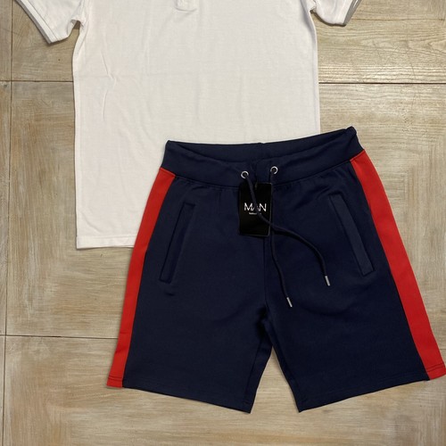 Conjunto de Pantalones Cortos Polo Para Hombre Pequeño Blanco Azul Conjunto de Verano Boohoo Hombre PVP £50 - Imagen 3 de 15