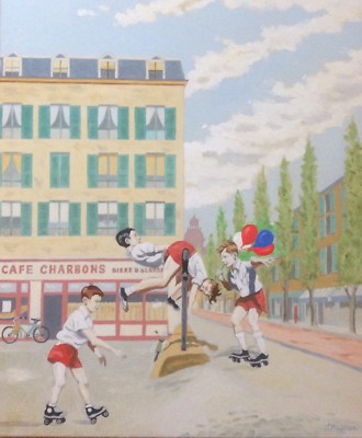 SCHOOLS OUT MENILMONTANT PARIS ORIGINAL ÖL AUF LEINWAND RSA KÜNSTLER 