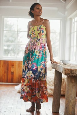 Anthropologie Smocked Sleep floral Maxi 