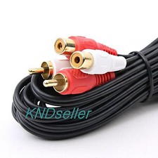5M 15FT Twin RCA Extension Cable gold Dual RCA Male to Female Phono Extend NEW