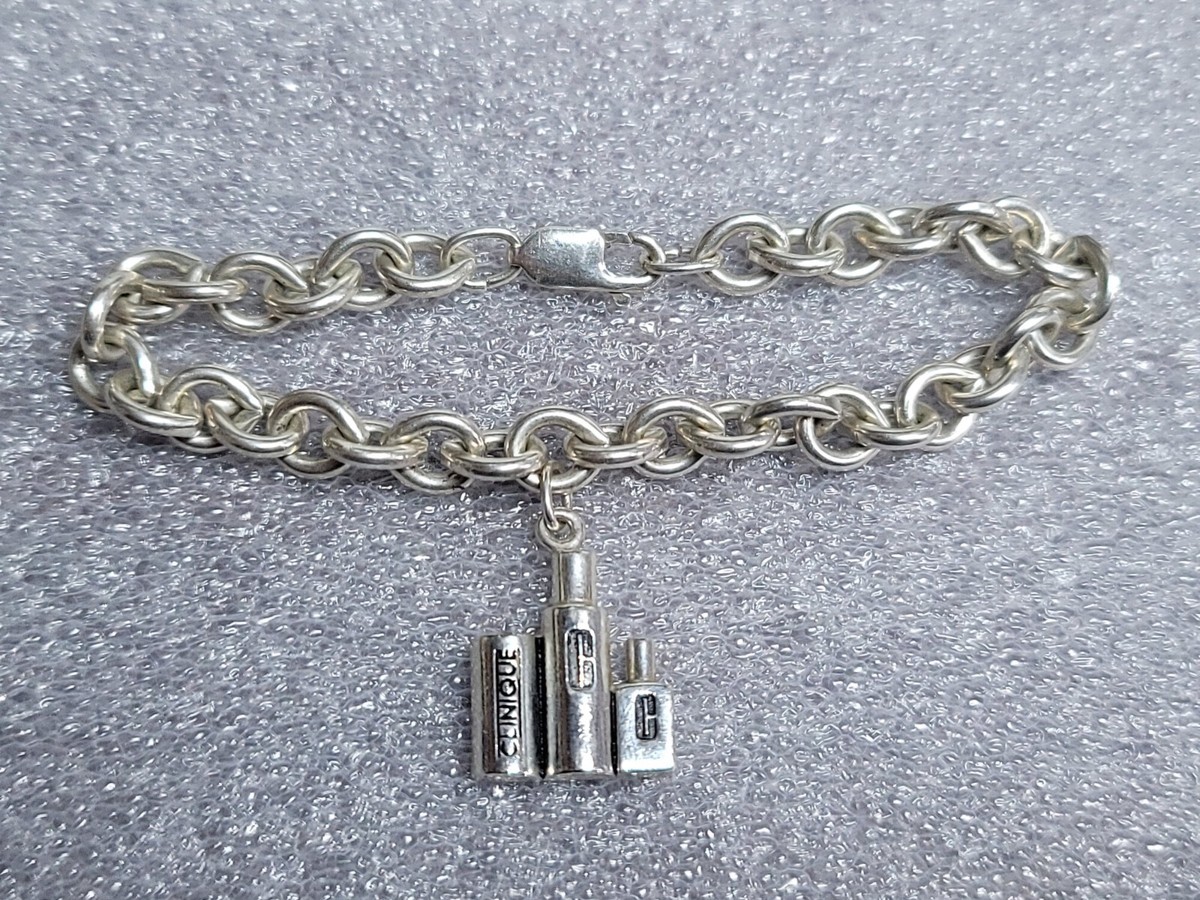 Clinique Lipstick Charm Jh925 Sterling Silver Chain Bracelet Clinique Lipstick Charm Jh925 Sterling Silver Chain Bracelet