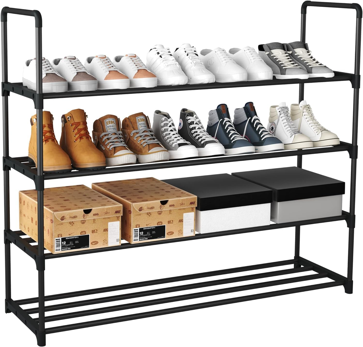 4-Tier Shoe Rack, Metal Shoe Tower,20 Pairs Shoe Storage Shelf