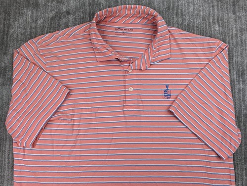 Peter Millar Seaside Polo Shirt Mens XL Pink Blue Striped Short Sleeve Pima - Picture 5 of 10
