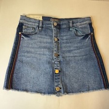 DL1961 Jenny Mini Skirt Button Up Front Frayed Straight Hem Denim Girl's 14 NWT