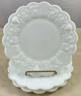 Milk Glass Plates Westmoreland Salad Luncheon Paneled Grapes 8.5" Set of 3 VTG
