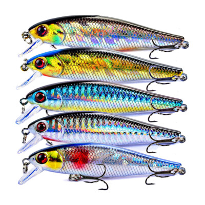 5PCS Floating Minnow Fishing Lures 85mm 9g Carkbait Wobblers Swimbait Bass Pike