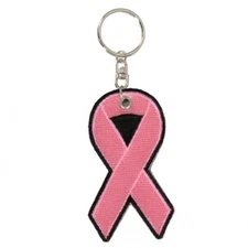 Pink Ribbon Embroidered - Original Artwork, Premium Quality - KEYCHAIN