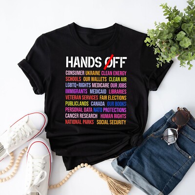 Hands Off Protest Saturday April 5 Men Women T-Shirt