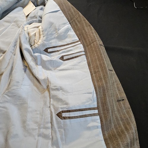 BRIONI SUPER 170'S PALATINO 25 100%WOOL BROWN W/ BLUE PIN STRIPE SZ 42 R - Picture 7 of 16