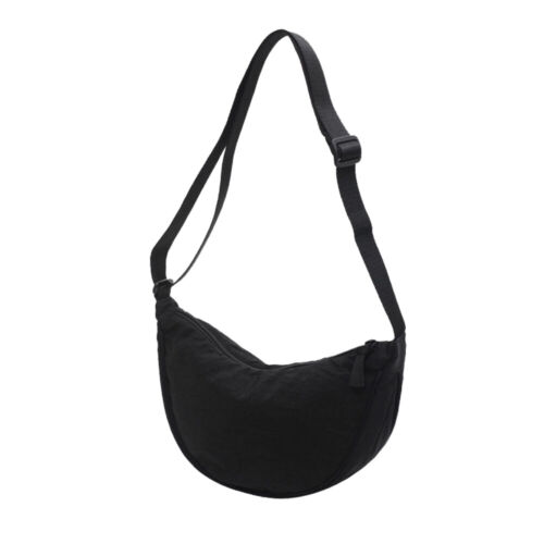 Black Crescent Bag for Women Men Small Sling Crossbody Bag with Half Moon Shape